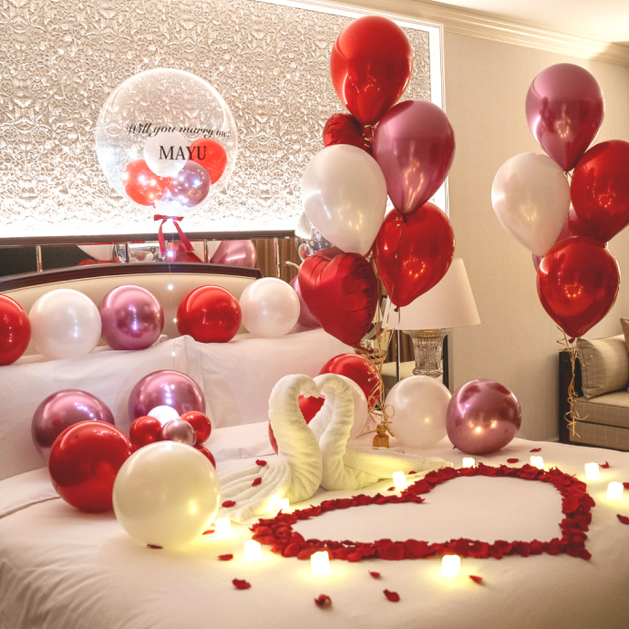 ホテル客室でのバルーン装飾の写真