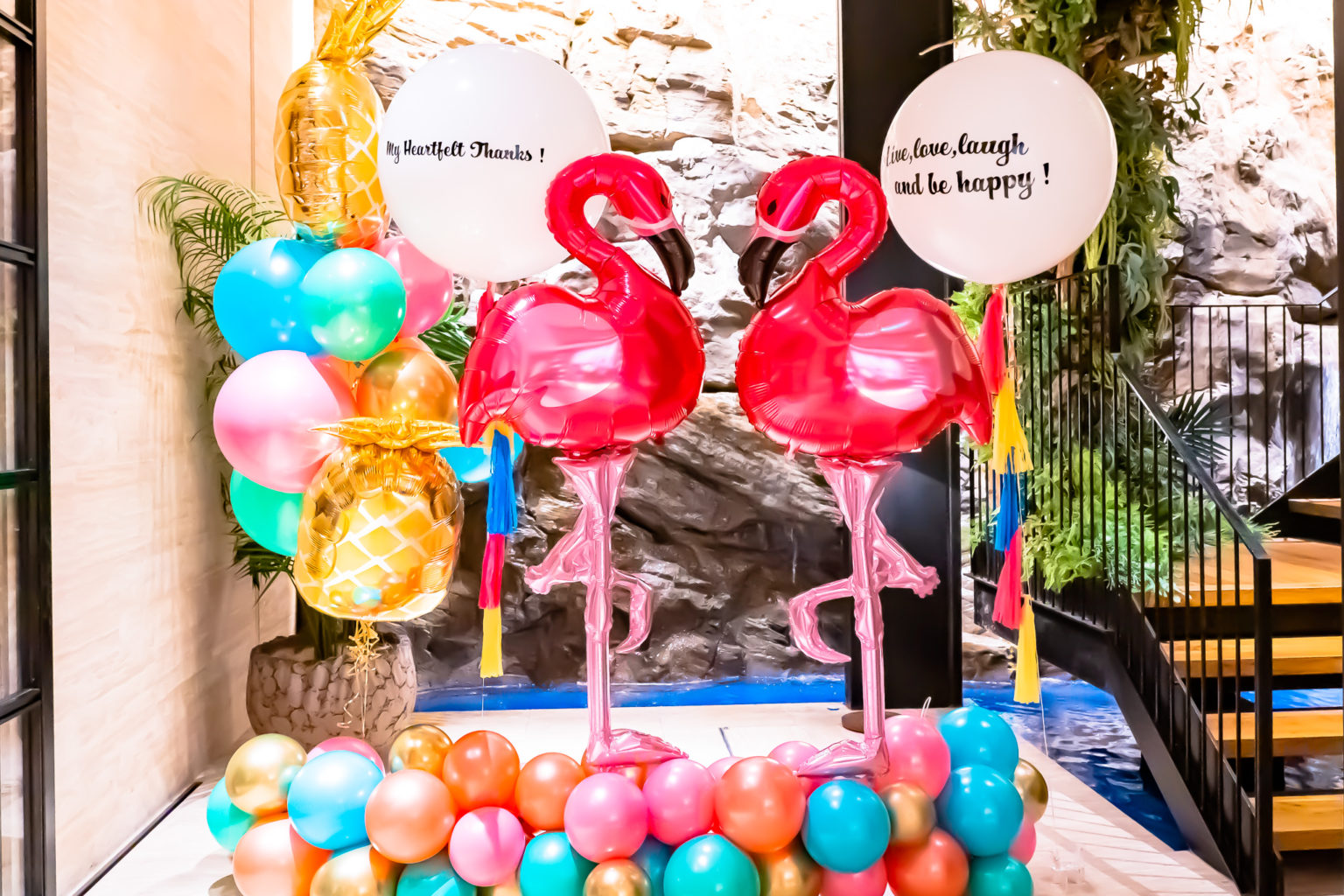 フラミンゴのバルーン装飾