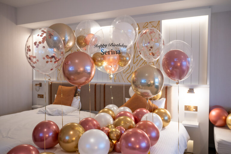 Gold & Metallic Balloon Birthday Surprise Decoration at ストーリーライン瀬長島