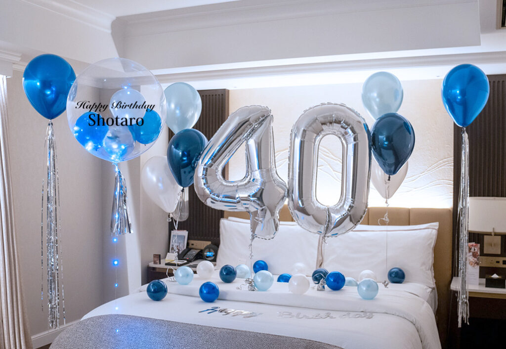 Big number + clear balloon decoration