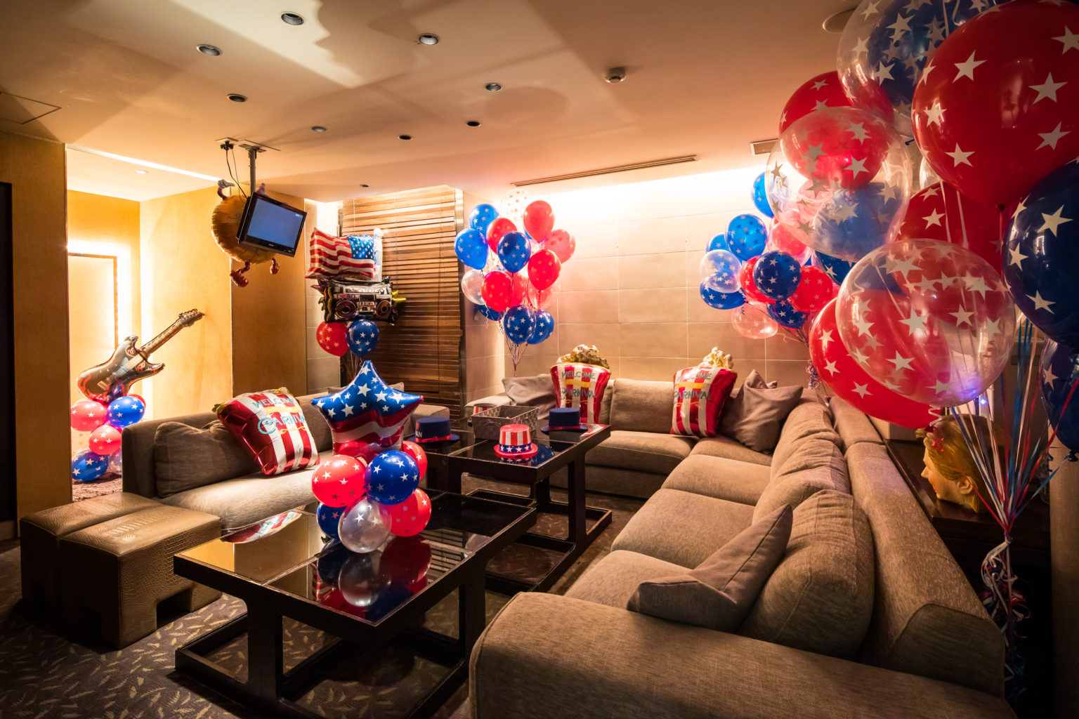 飲食店でキャプテン・アメリカの装飾