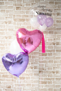 ハートバルーン＆タッセル付き オリジナルメッセージ入りバルーン