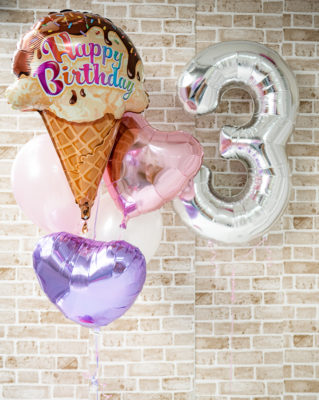 129：【11,650円(税込)】Numberバルーン ＆ Happy Birthday ice cream