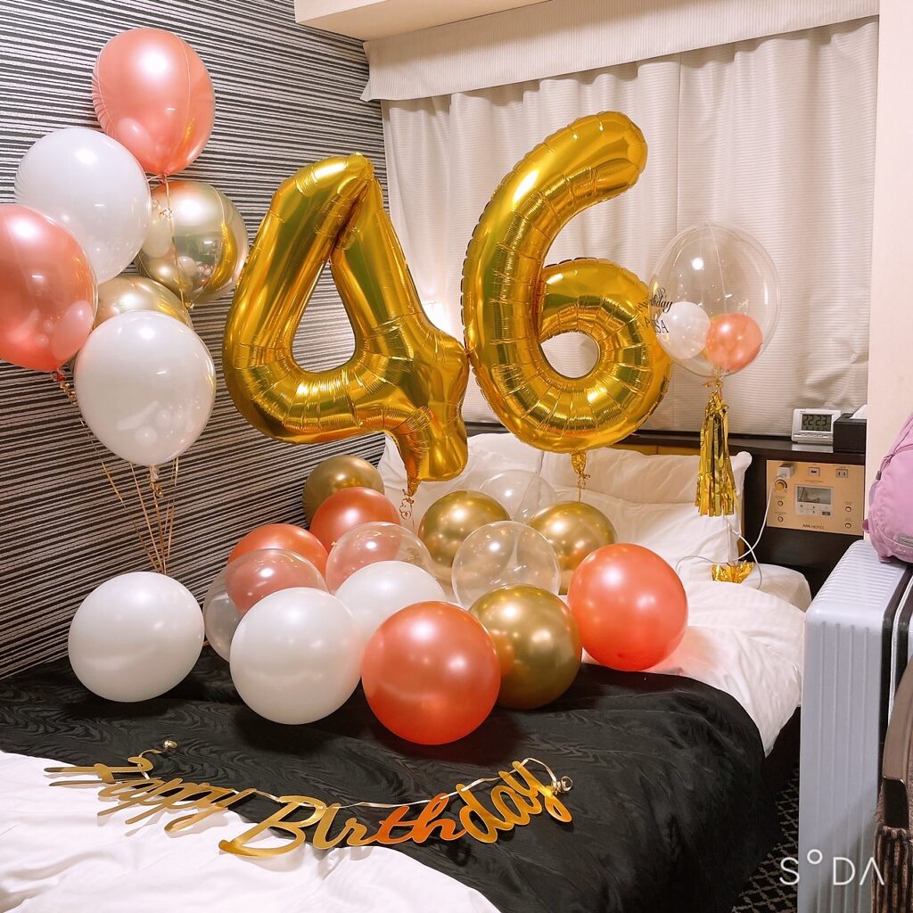 アパホテル〈なんば駅東〉でのゴールドの46歳誕生日サプライズ飾り付け