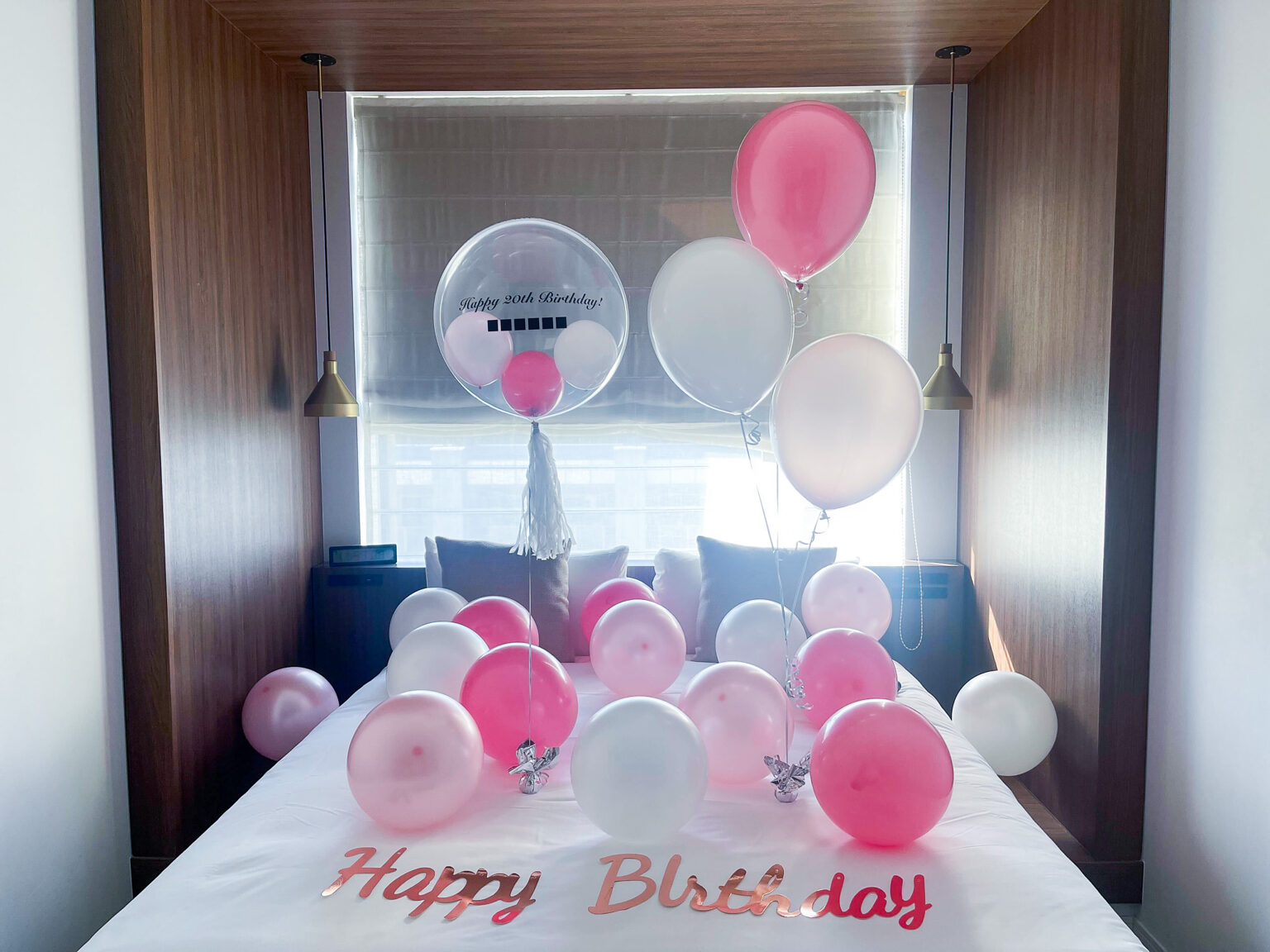 HAMACHO HOTEL 20歲生日粉白氣球驚喜佈置