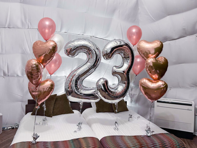 Mt. Fuji View from All Rooms: 25th Birthday Surprise Decoration at ビジョングランピングリゾート山中湖