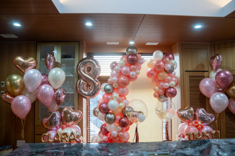 Surprise 8th Birthday Decoration with Pink & Gold Balloons
