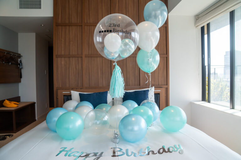 23rd Birthday Surprise Balloon Decoration at HAMACHO HOTEL