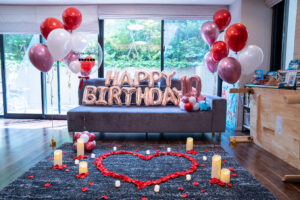 グランドメゾン代沢三丁目での10歳の誕生日バルーンサプライズ飾り付け