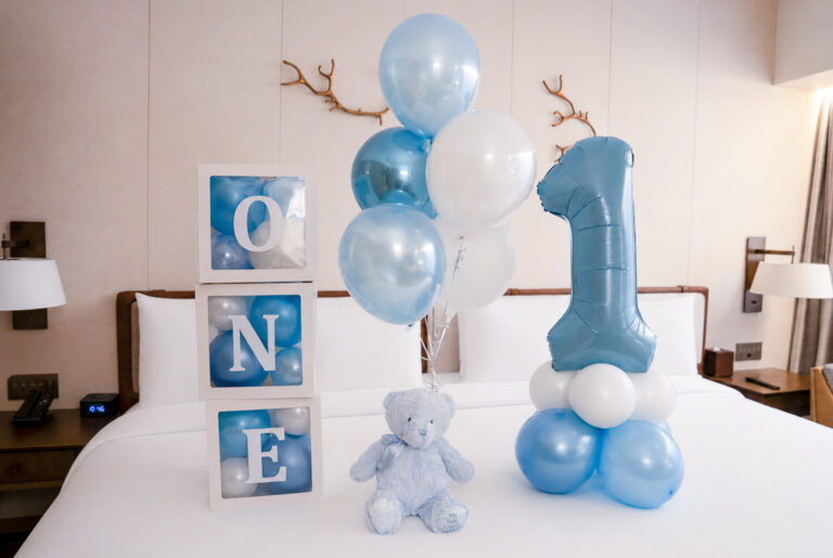 JWマリオット・ホテル奈良での1歳の誕生日をパステルバルーンでお祝い飾り付け