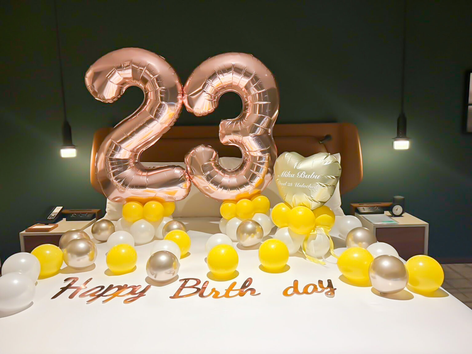 富士スピードウェイホテルでの23歳の誕生日サプライズ飾り付け