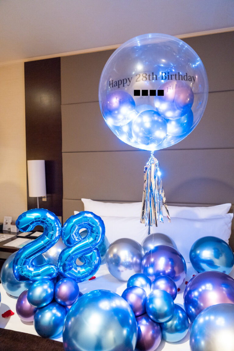 品川プリンスホテルメインタワーでの28歳誕生日サプライズバルーン装飾