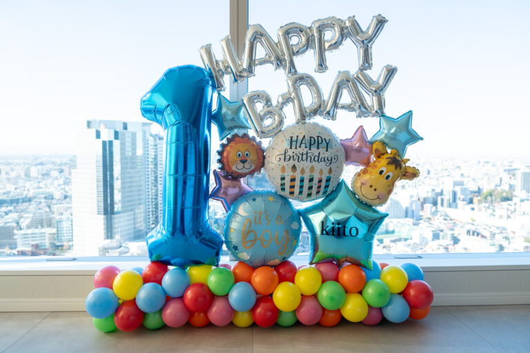 1歳誕生日バルーン装飾サプライズ