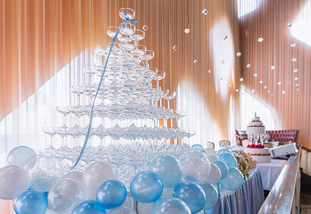 Champagne tower to add flair to your wedding venue
