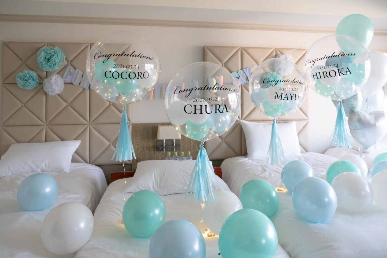 ホテルで卒業式の女子会バルーン装飾