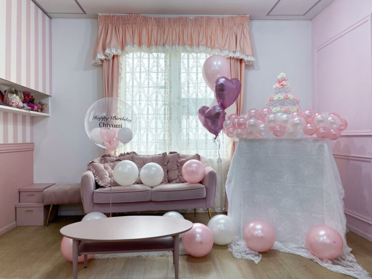 Birthday surprise decoration, champagne tower & balloon decoration at チェリッシュスタジオ14号館